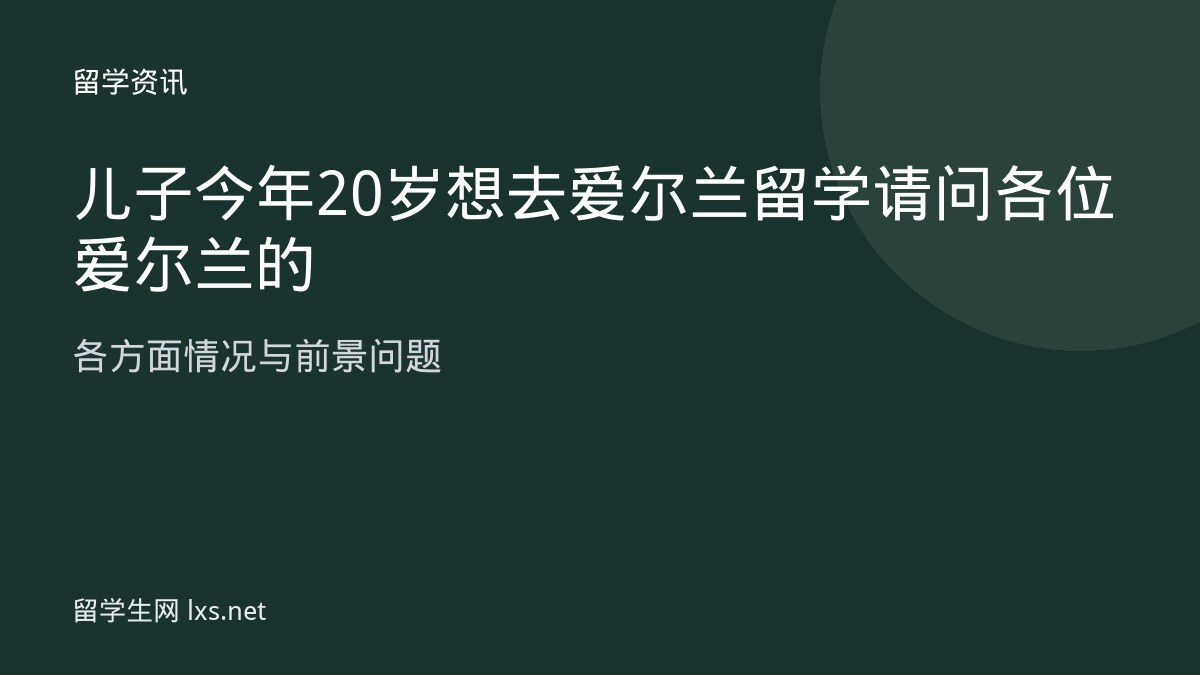 儿子今年20岁想去爱尔兰留学请问各位爱尔兰的各方面情况与前景问题