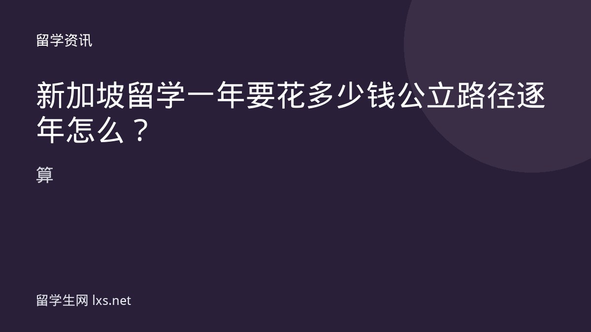 新加坡留学一年要花多少钱公立路径逐年怎么算