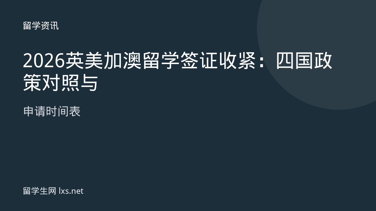 2026英美加澳留学签证收紧：四国政策对照与申请时间表